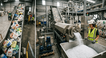 Indústria reciclando por que embalagens são feitas de pe